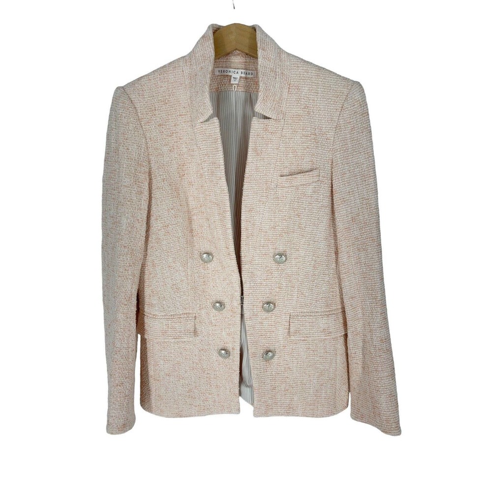Veronica Beard Barton Tweed Blazer Jacket Pink Womens 10